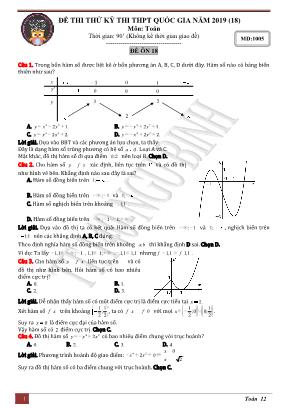 Đề thi thử THPT Quốc gia môn Toán năm 2019 - Mã đề 1005 (Có đáp án)
